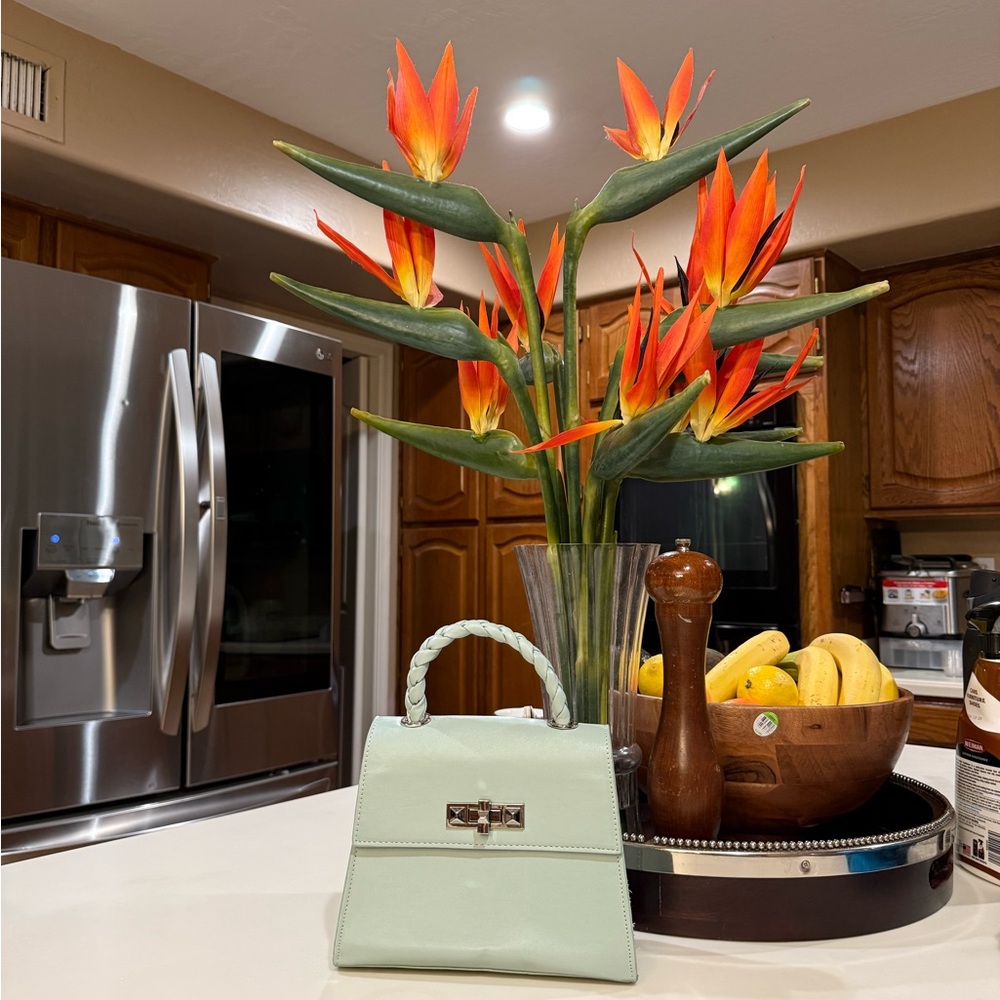 Teal Milano Top-Handle Handbag with Braided Handle and Removable Shoulder Strap